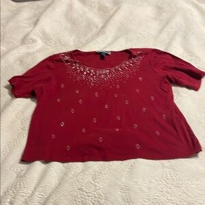 Karen Scott Red Embellished Tee